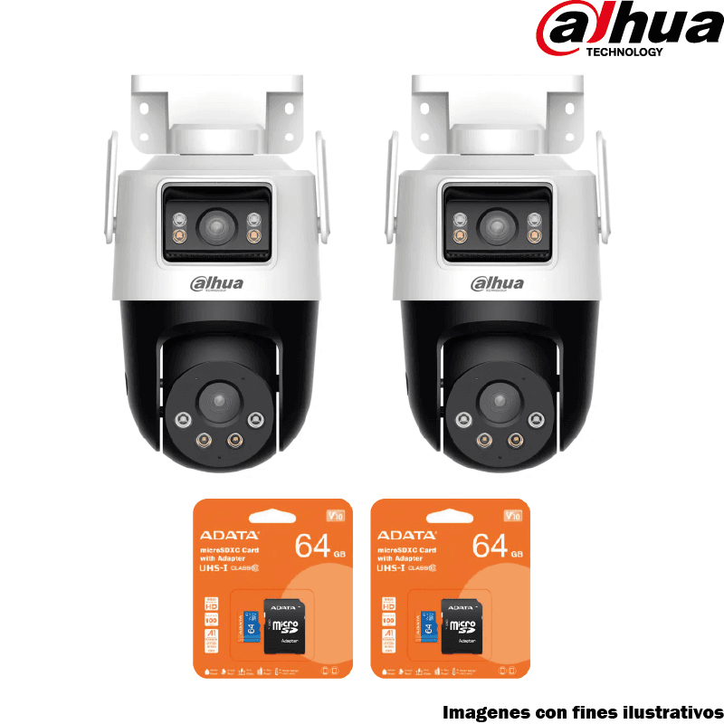 Kit 2 Cámaras WiFi Dahua DH-P5D-5F-PV Picco 10MP con MicroSD 64GB