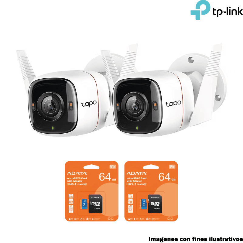 Kit 2 Cámaras WiFi TP-Link Tapo C320WS 2K con MicroSD 64GB