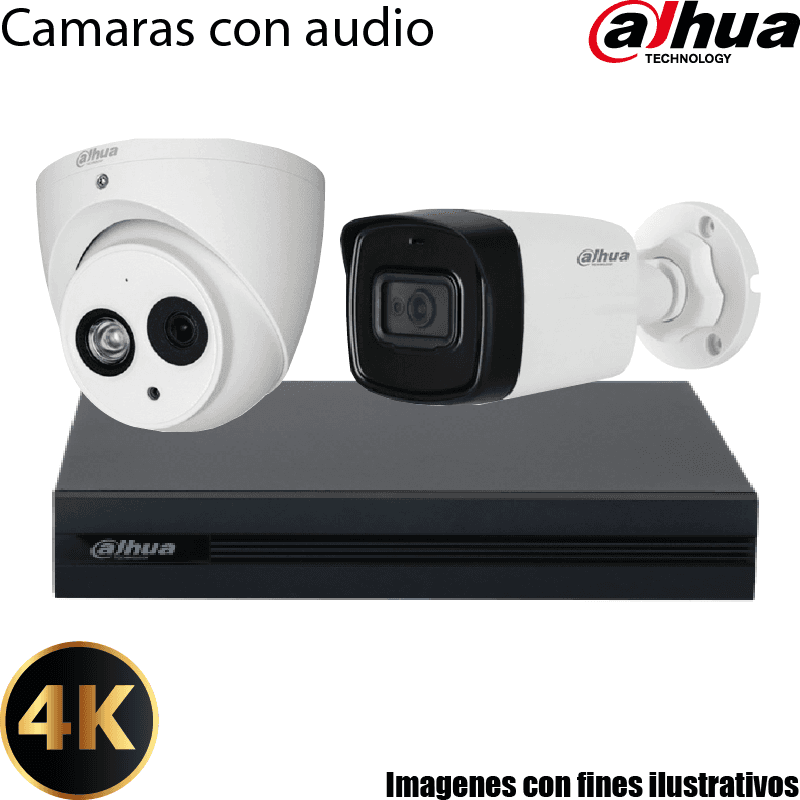 Kit Dahua de 2 Cámaras 8MP con Audio y Disco 2TB
