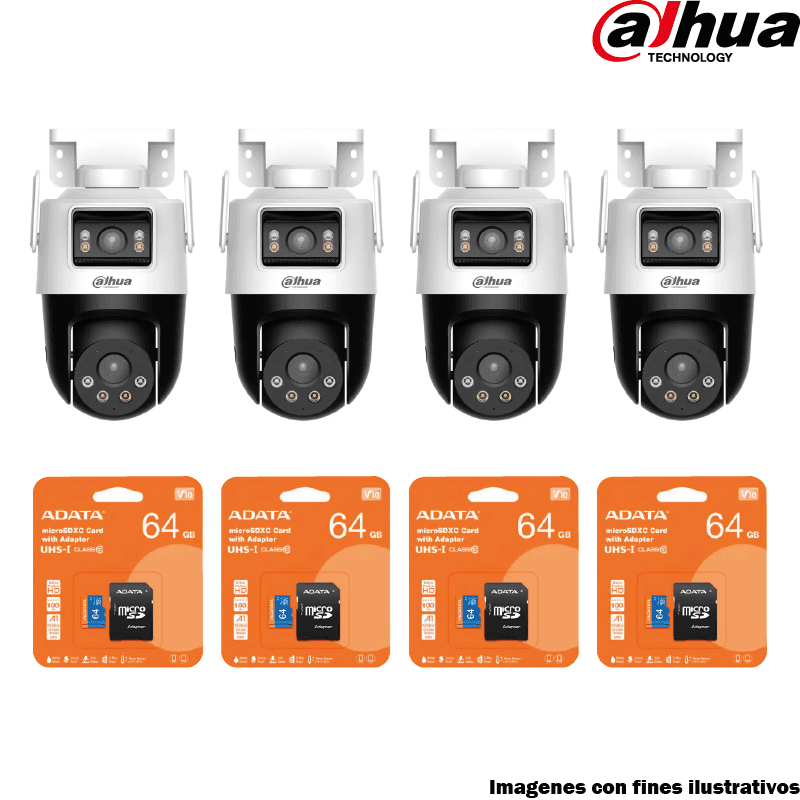Kit 4 Cámaras WiFi Dahua DH-P5D-5F-PV Picco 10MP con MicroSD 64GB