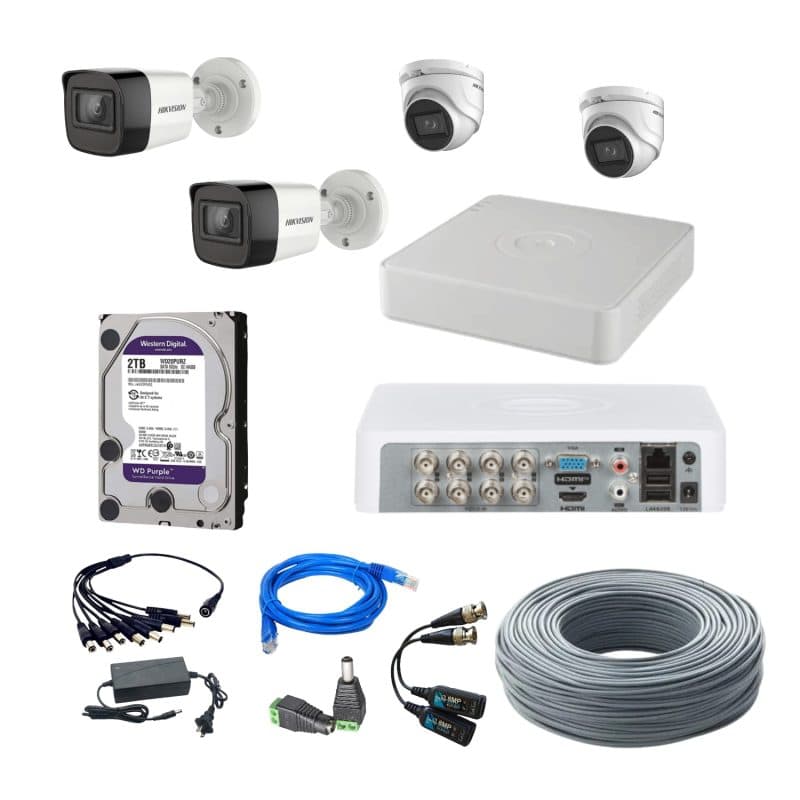Kit Hikvision 4 Cámaras 8MP con Disco Duro 2TB