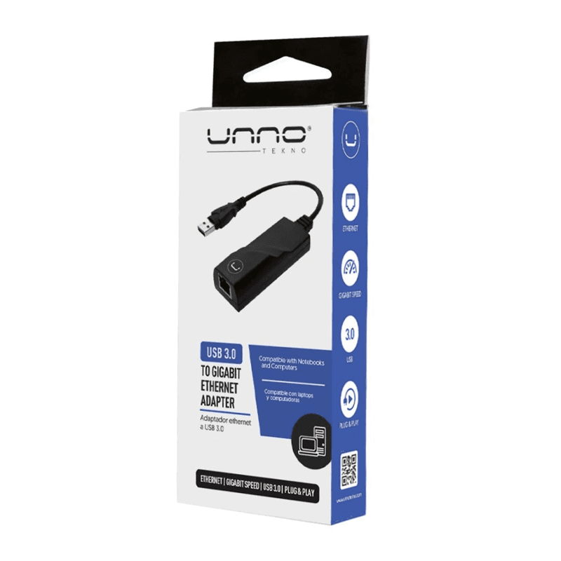 ADAPTADOR UNNO AD3003BK USB A 3.0 A GIGABIT ETHERNET