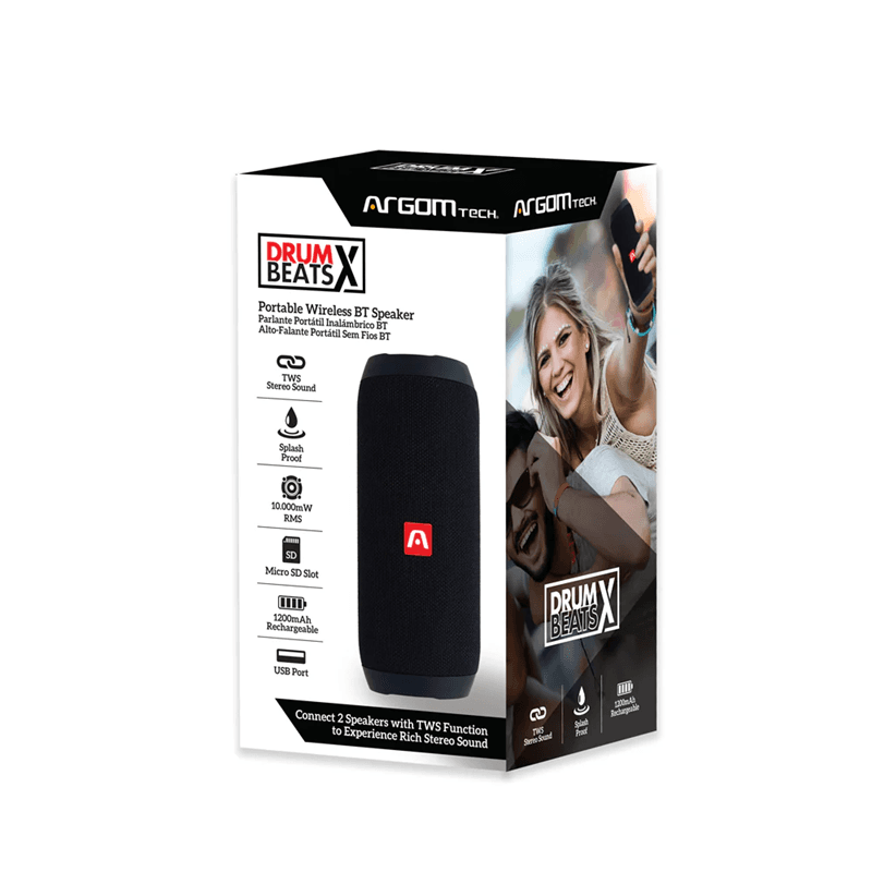 PARLANTE ARGOM DRUM BEATS X INALAMBRICO BT BLACK ARG-SP-3017BK