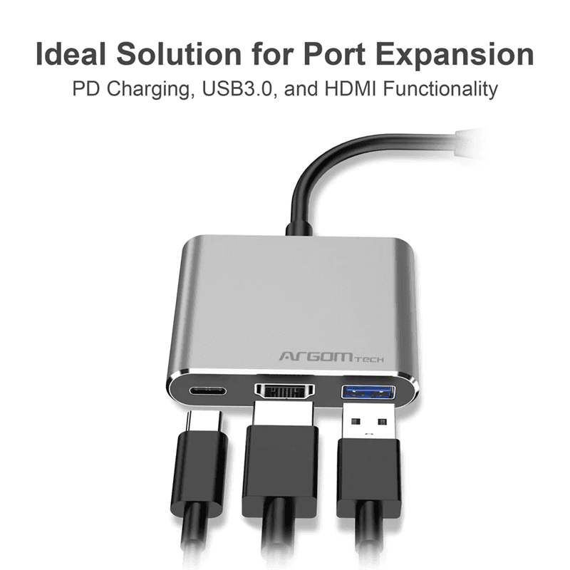ADAPTADOR ARGOM ONE AXES S ARG-UB-0181 USB C A HDMI/USB 3.0/PD