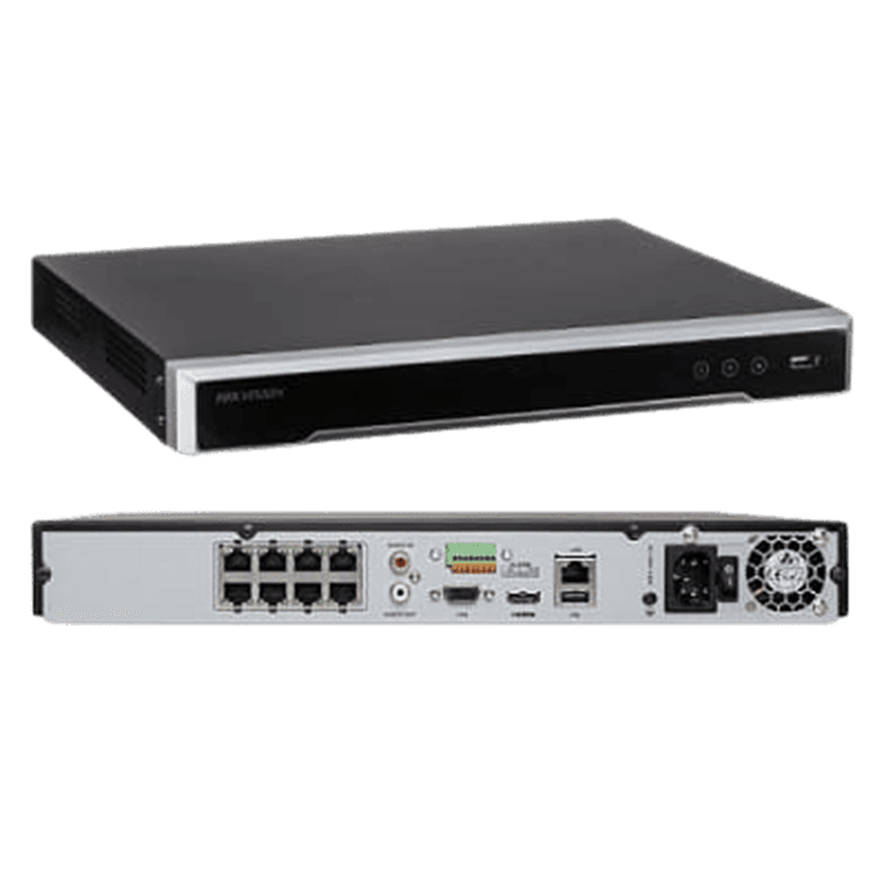 Grabador NVR Hikvision DS-7608NXI-K1/8P 8CH 8MP PoE con HDMI y VGA