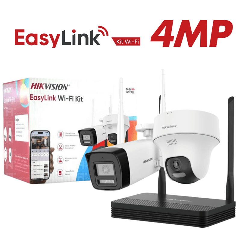 SISTEMA DE SEGURIDAD EASY LINK DIGITAL 4MP 2 CAMARAS DS-J142I/NKS424W02H
