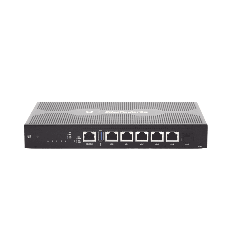 EDGEROUTER 6 POE PASIVO 24V, C/5PTOS GIGA +1PTO SFP, CON FUNCIONES AVANZADAS DE RUTEO ER-6P