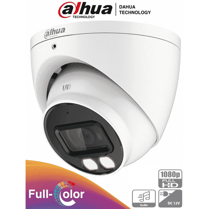 CAMARA DOMO DAHUA HDW1239TN-A-LED 2MP FULL-COLOR 40MTS AUD