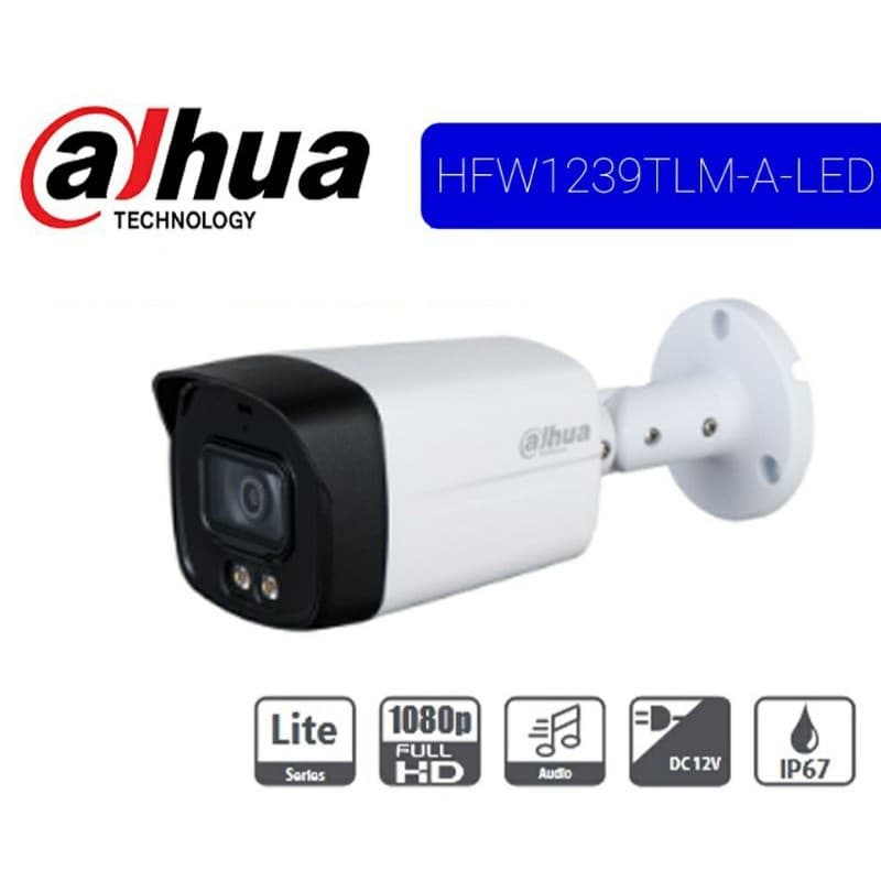 CAMARA BULLET DAHUA HAC-HFW1239TLM 2MP FULL COLOR 40M 3.6MM IP67