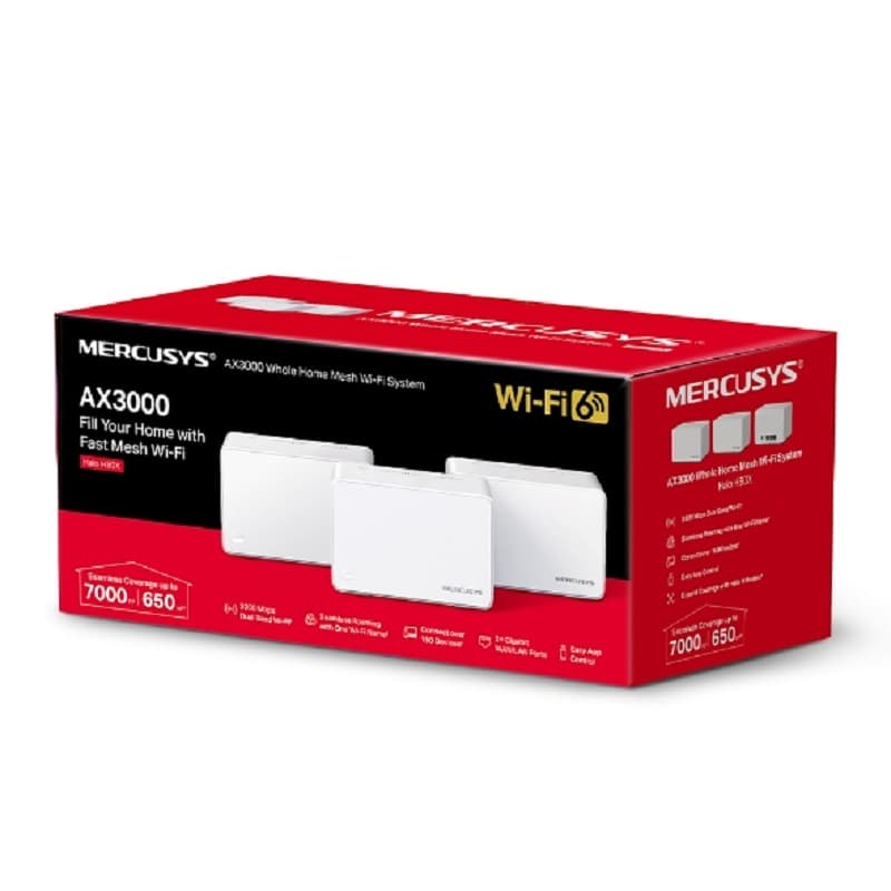 SISTEMA WIFI 6 MESH MERCUSYS HALO H80X AX3000 HASTA 650M² (3 PACK)