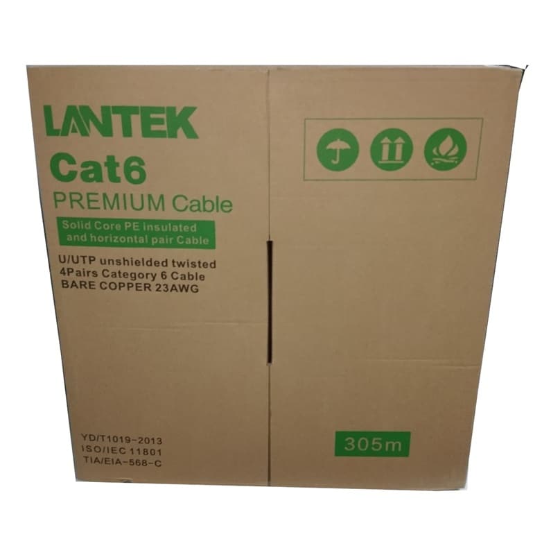 CARRUCHA CABLE LANTEK LTK6-488BL UTP CAT6 305 METROS AZUL PURO COBRE
