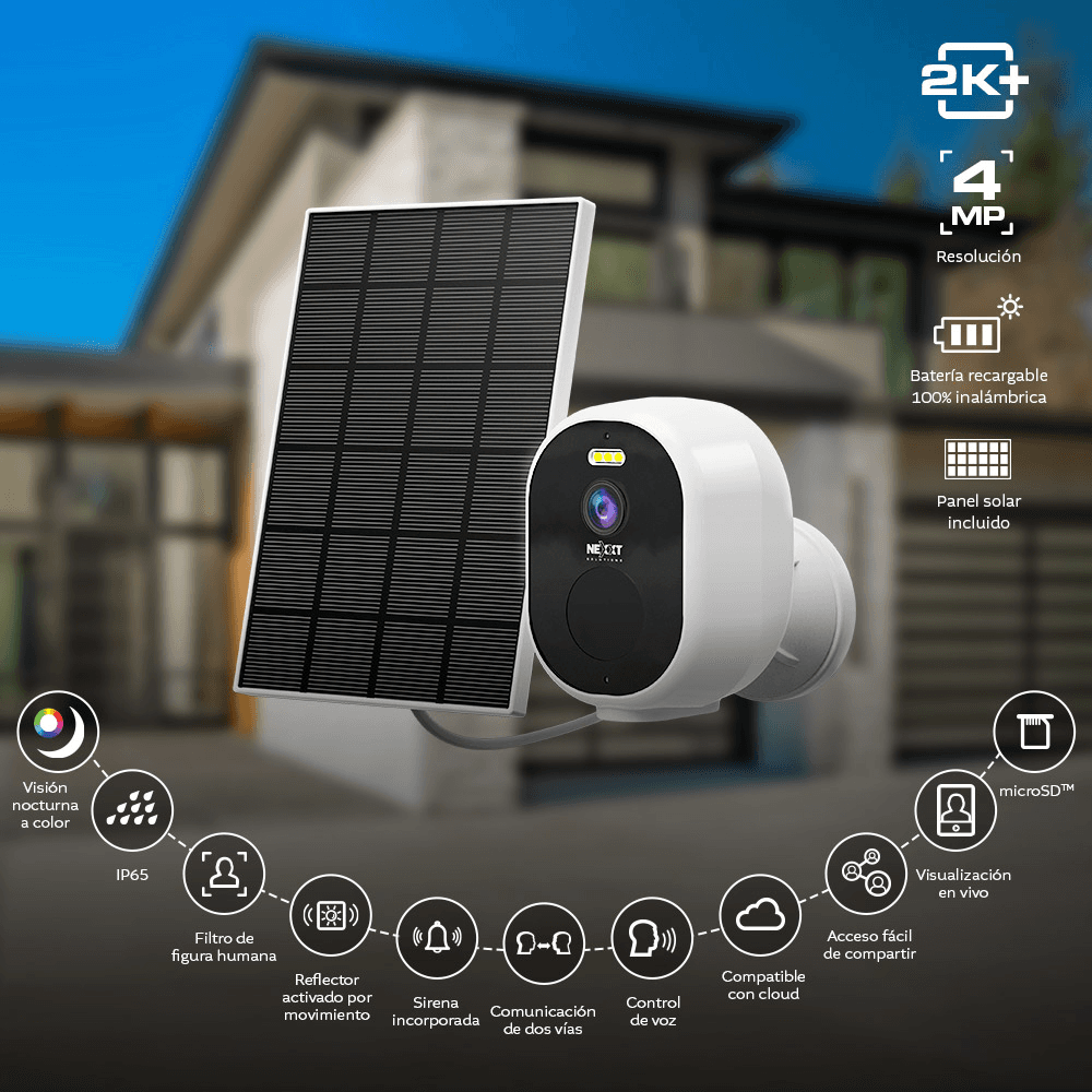 CAMARA WIFI NEXXT NHC-OF20S FIXED CAM 2K C/PANEL SOLAR INCLUIDO
