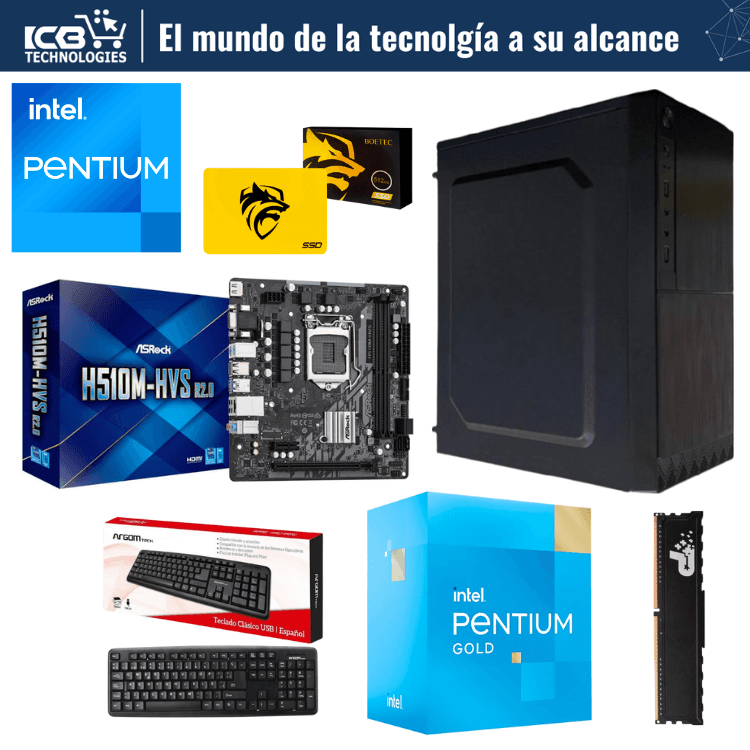 PC Intel Pentium G6405 8GB RAM 256GB SSD para Oficina y Hogar