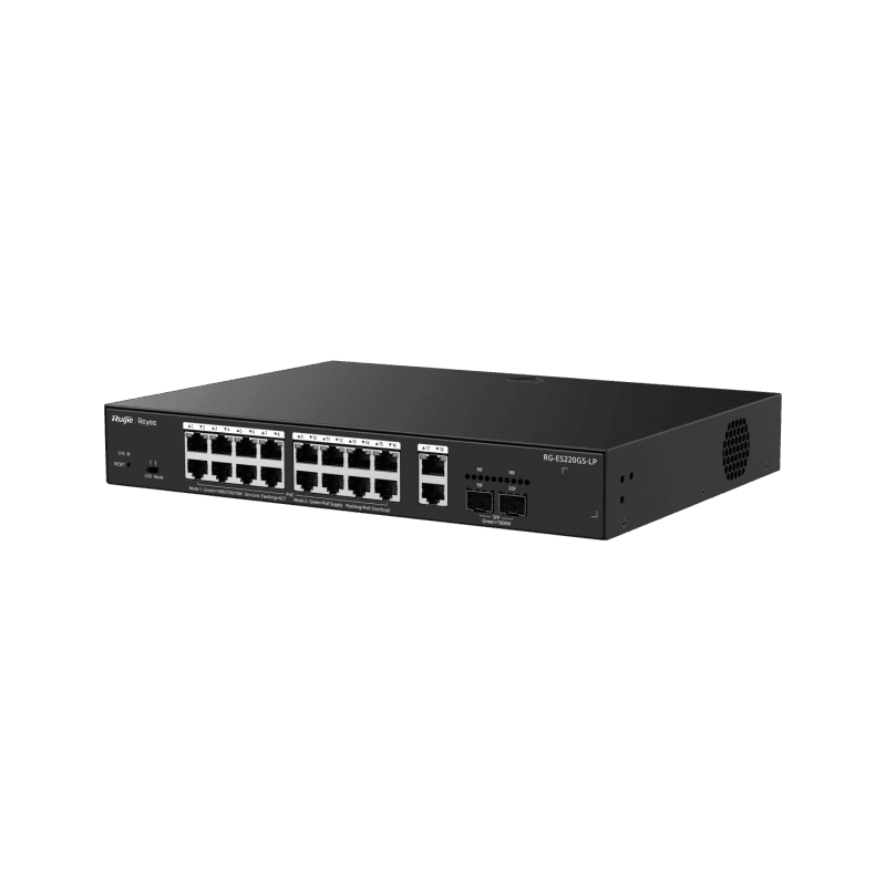 SWITCH RUIJIE-REYEE 20 PUERTOS 16P POE+ GIGABIT 2RJ45 UPLINK 2SFP 250W RG-ES220GS-P
