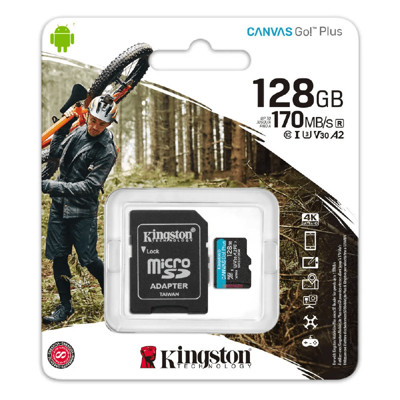 MEMORIA MICRO SD KINGSTON SDCG4/128GB 128GB CANVAS GO PLUS 200MB/S A2 U3