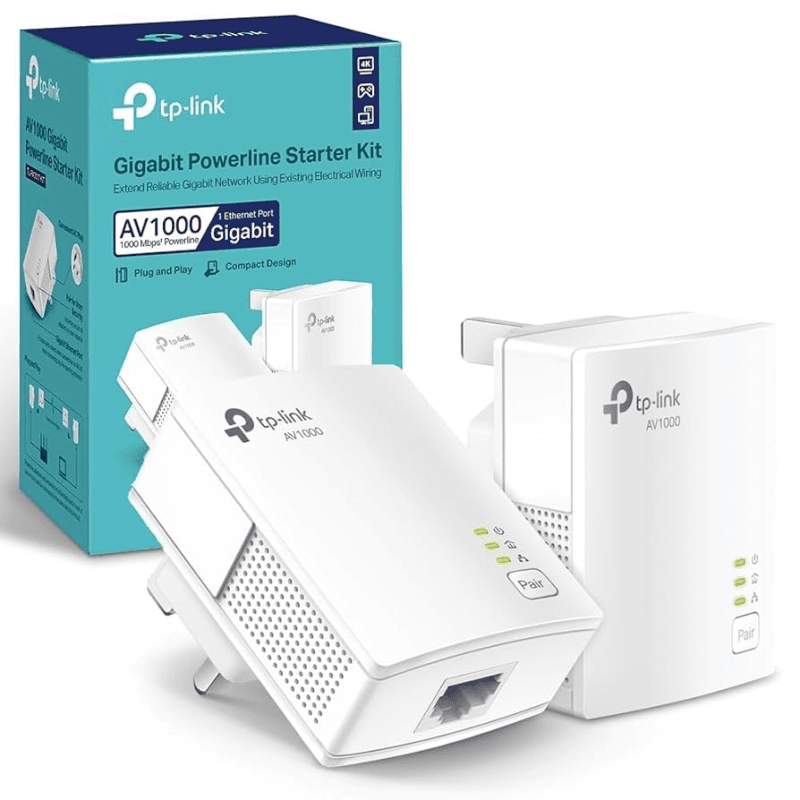 ADAPTADOR POWERLINE TP-LINK TL-PA7017 AV1000 GIGABIT KIT ETHERNET/RED ELECTRICA 1000MBPS BLANCO