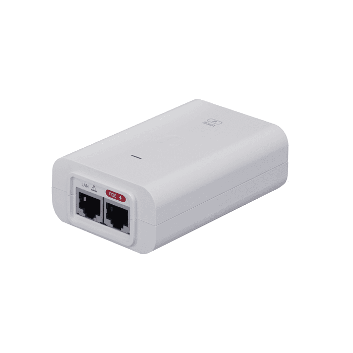 INYECTOR POE UBIQUITI U-POE+ 48V 065A HASTA 30W GIGABIT LAN PROTECCION SOBRETENSION