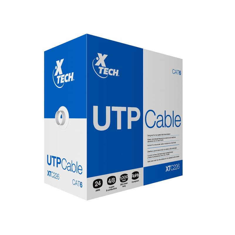 CARRUCHA CABLE XTECH XTC-226 UTP CAT6 305M GRIS INTERIORES