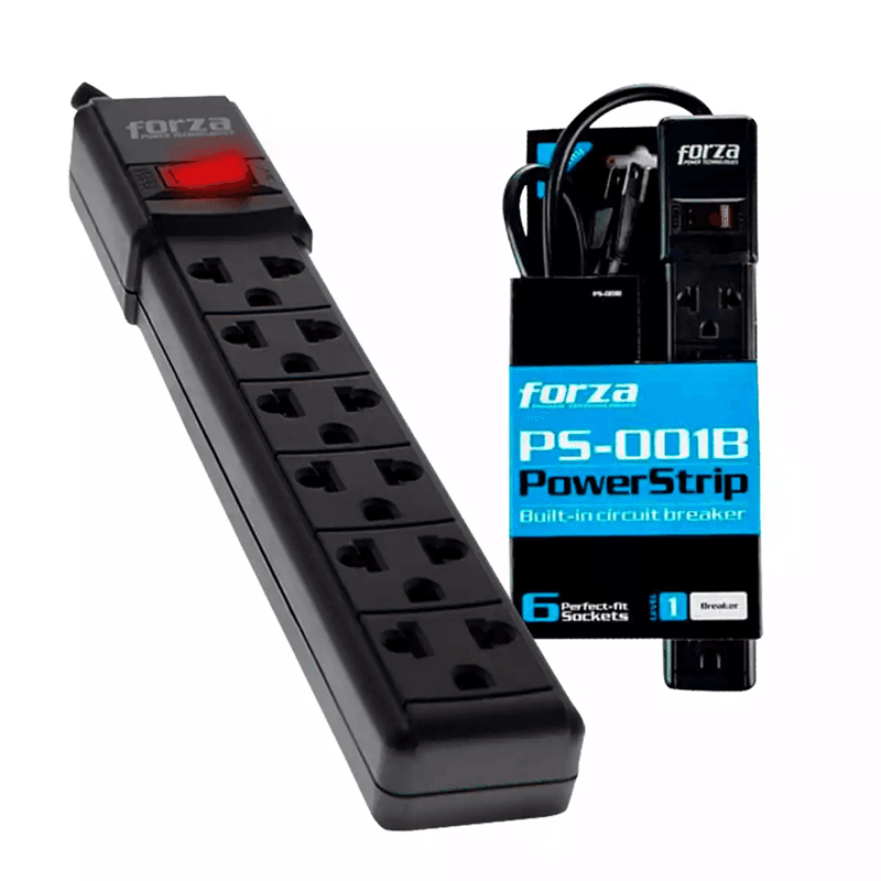 REGLETA FORZA PS SERIES PS-001B 120-220V 6 SLDS NEGRO