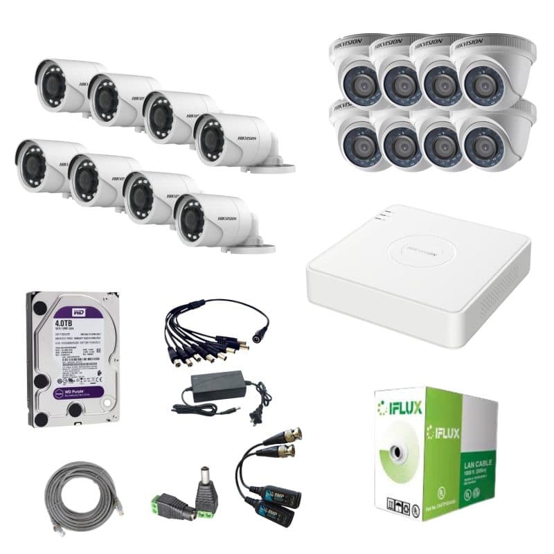 Kit Hikvision con 16 Cámaras 2MP y Disco Duro 4TB