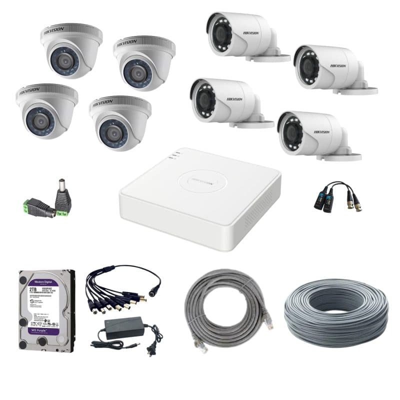 Kit Hikvision con 8 Cámaras 2MP y Disco Duro 2TB