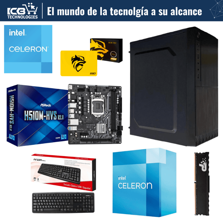 PC Intel Celeron G5905 8GB RAM 256GB SSD para Oficina y Hogar